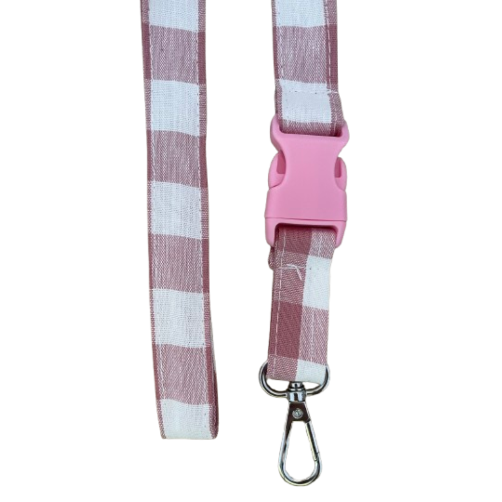 Vichy pink lanyard